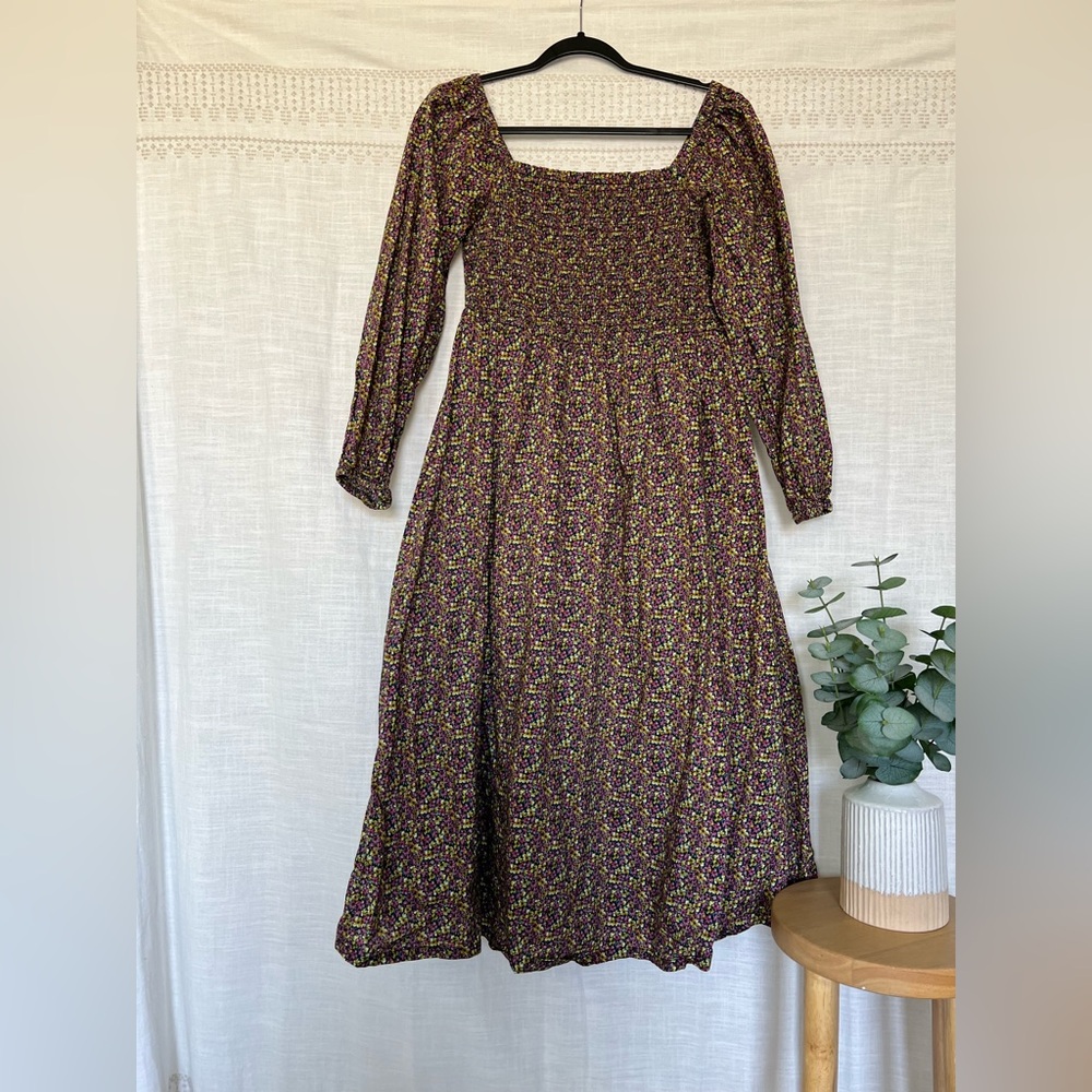 Floral j crew cottage core dress, puff sleeves